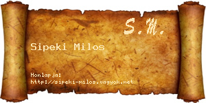 Sipeki Milos névjegykártya